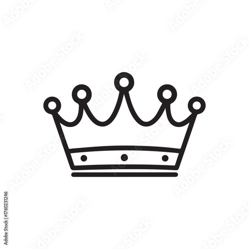 Black outline drawing shows a royal crown on a white background