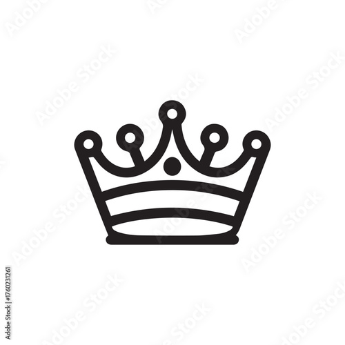 Black outlined crown icon exhibits minimalistic detail on a white background
