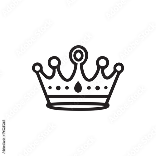 Elegant black crown outlined simply on white showcases regal design clearly