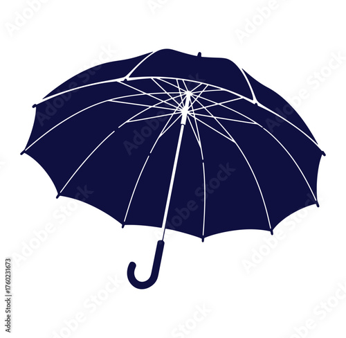 Elegant vector illustration of a classic navy blue open umbrella isolated on white