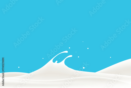Cow's milk waves on a blue background. Yogurt design elements