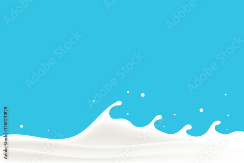Cow's milk waves on a blue background. Yogurt design elements