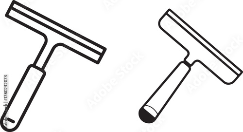 Minimalist Squeegee Line Art Icon Black and White Cleaning Vector