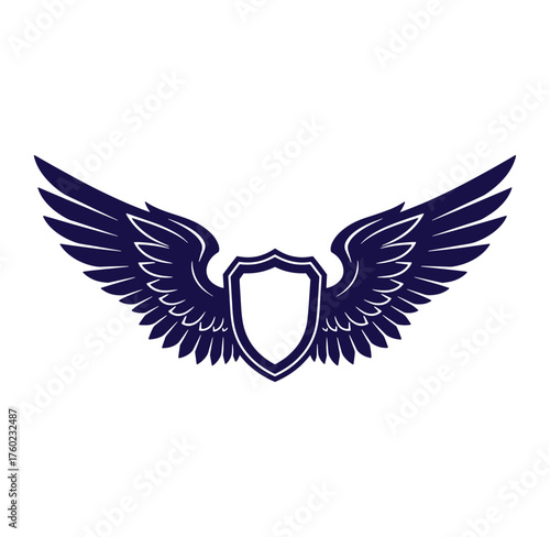Elegant winged shield emblem illustration perfect for logos and corporate branding purposes