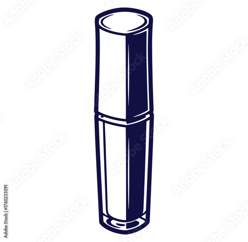 Simple hand drawn vector illustration of a glossy lipstick tube isolated on white background