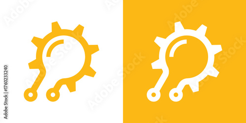 A modern logo combining a gear, light bulb, and circuit lines, symbolizing technology, innovation, and smart engineering.