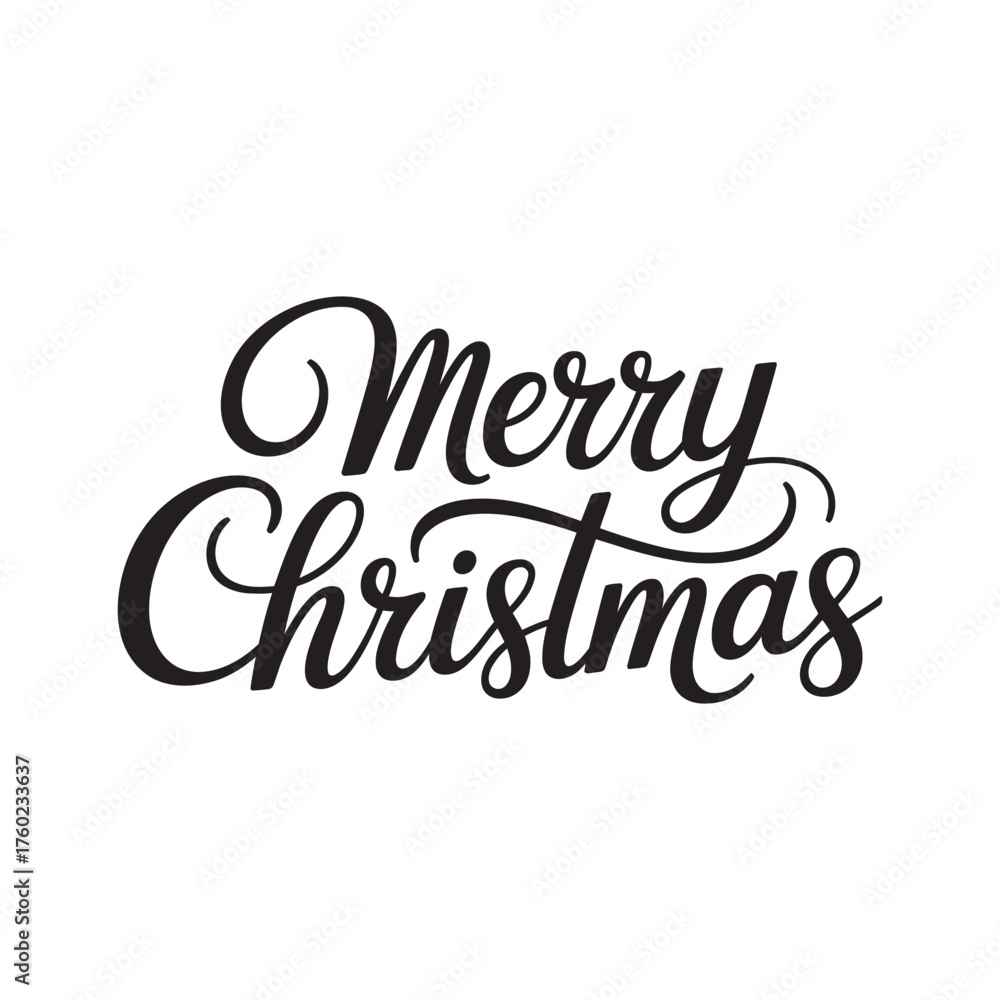Obraz premium Elegant Merry Christmas calligraphy design on a clean white background, typography vector
