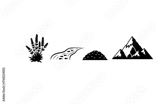 Plants herbs snowline stream icon mound meadow alpine vector mountain herb
