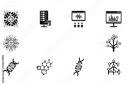 Folding bioinformatics reads computational server alignment pattern rna vector set icon phylogenetic
