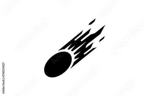 Segmented meteor extended icon flaming vector streak tail beam pulsing trail
