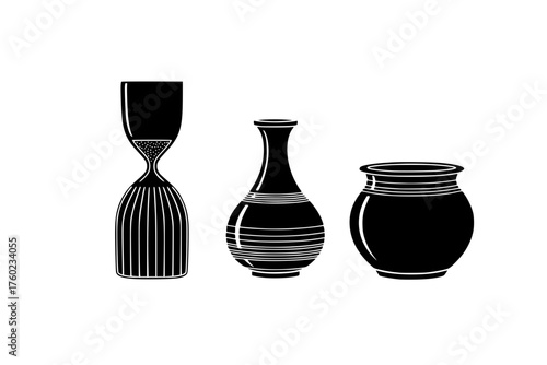 Straight plate pottery hourglass tall vector fluted wheel bulbous icon squat pot