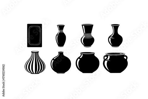 Straight plate pottery hourglass tall vector fluted wheel bulbous icon squat pot