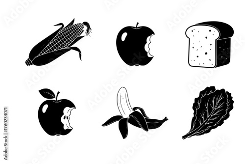 Icon corn wilted bread organic apple icons waste banana lettuce vector peel
