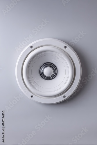 A white ceiling speaker with a white speaker