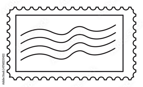 Vintage Postage Stamp Perforated Edge, Minimalist Vector Ephemera Art