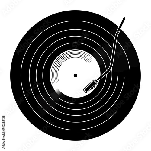 Vintage Vinyl Record Groove Spiral Minimalist Vector Art, Retro Music Aesthetic