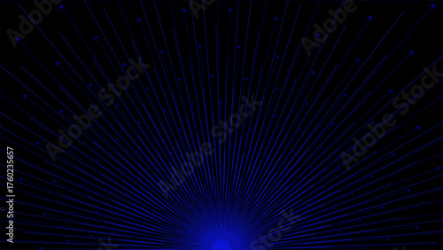 Dark abstract background featuring glowing blue laser or light rays radiating upward from the bottom in a fan shape on a black backdrop.