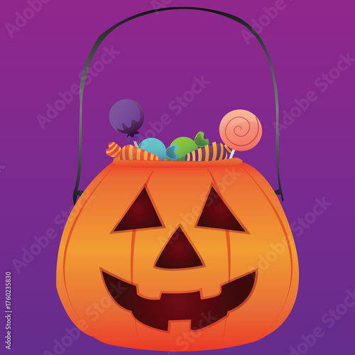 Trick-or-treat pumpkin for Halloween with candy