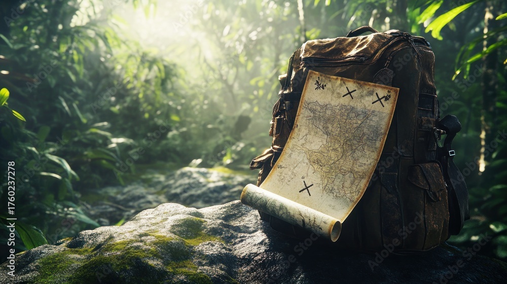 Fototapeta premium Scroll in a lush forest