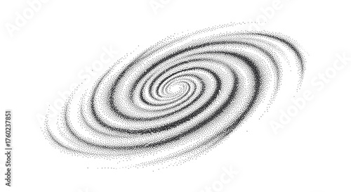 Spiral Galaxy Illustration in Vintage Dotwork Engraving Style