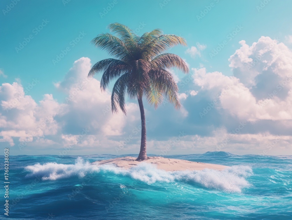 Fototapeta premium Tropical island palm tree ocean landscape