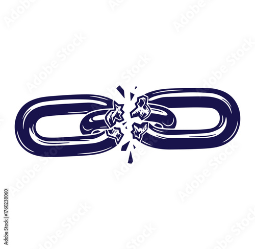 A broken chain symbolizing freedom and breaking free from limitations and constraints