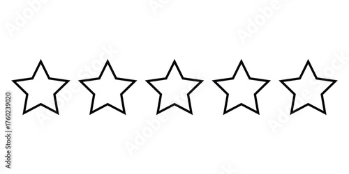 simple black outline five star design art.