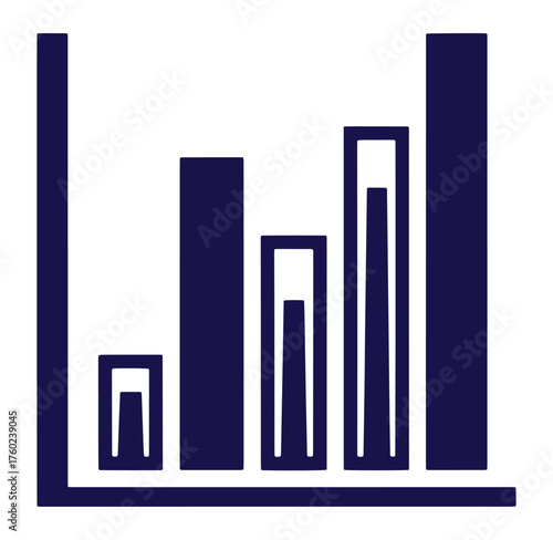 Simple stylized bar graph showing growth and increase over a visual data representation
