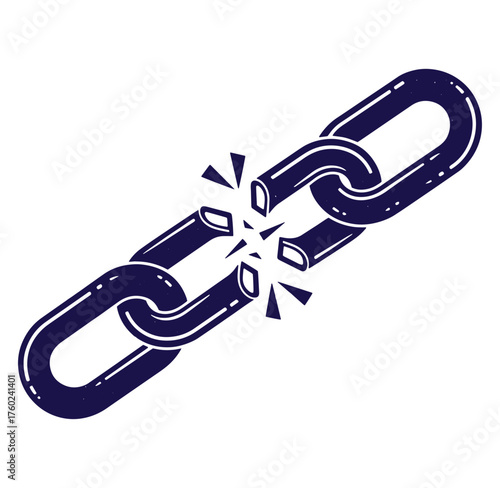 Broken chain illustration representing freedom weakness separation and breaking of ties
