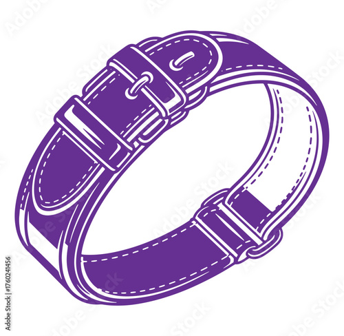 A stylish purple leather belt with detailed stitching and a metal buckle design concept.