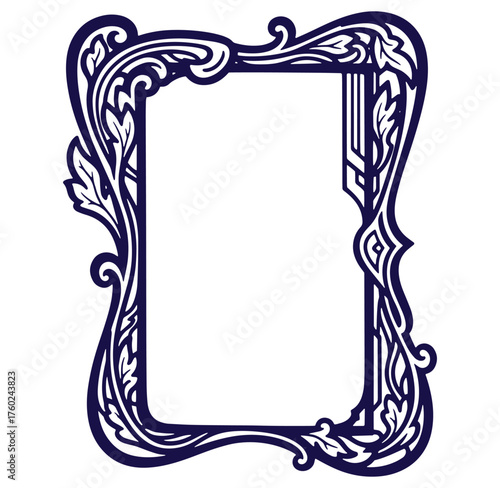 Elegant ornate floral frame design with detailed art nouveau style perfect for decorations