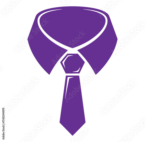 Elegant purple tie and collar vector illustration representing formal wear and business attire