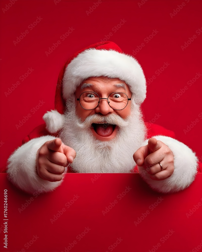 Naklejka premium Jolly Santa Claus with Big Smile and Cheerful Expression