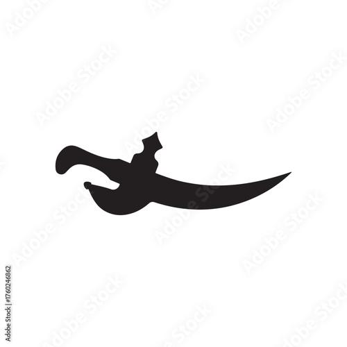 Arabic dagger silhouette isolated on white background. 