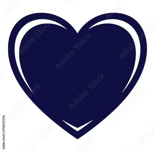 Simple blue heart shape with white outline representing love and affection isolated
