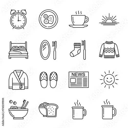 Coffee and breakfast food icons, great for café logos, restaurant menus, and food blog design projects