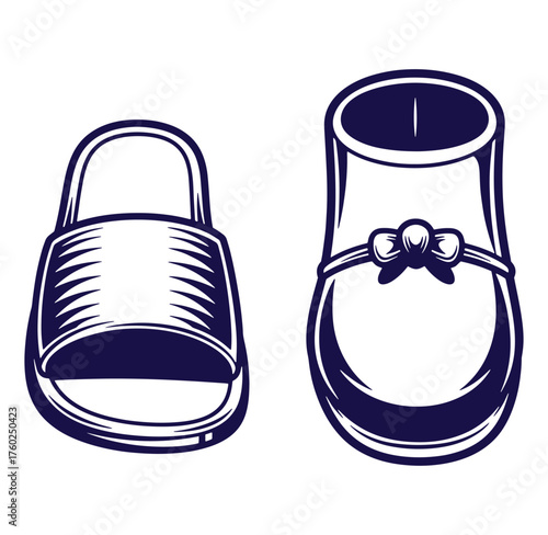 Vector illustration of baby shoes in a retro style perfect for newborn related design