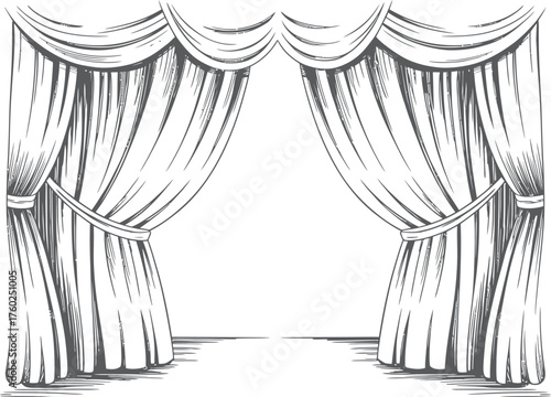 Elegant Stage Curtains – Open Theater Drapes Vector Design