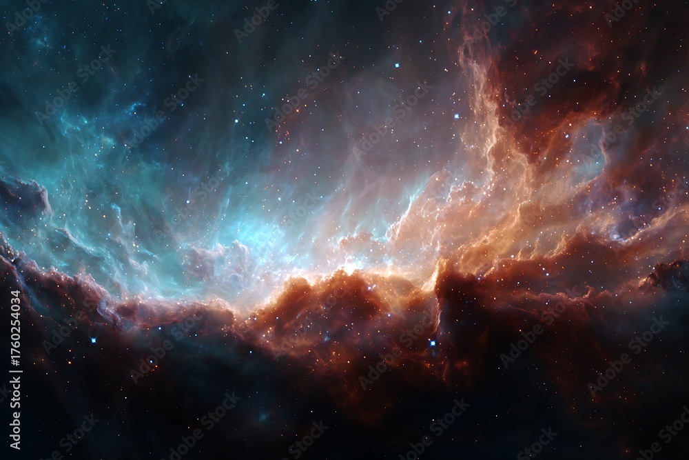 Fototapeta premium Stunning cosmic nebula background with vibrant colors and mesmerizing detail, perfect for science fiction projects or otherworldly designs