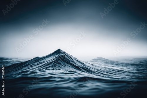 Fototapeta Naklejka Na Ścianę i Meble -  Dark, moody ocean wave mountain