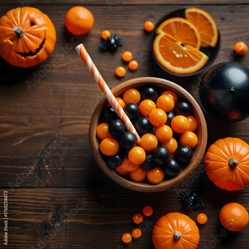 halloween candy and pumpkin