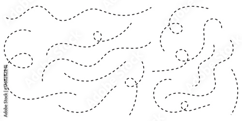 Clean dot style hand drawn doodle line set. Clean dot line style doodle set hand drawn. Curve Dotted line, preliminary. isolated on white background vector collection. Best collection Design. EPS 10