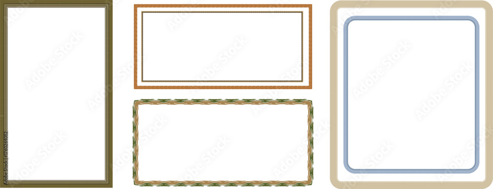 Fototapeta premium set of gold frames - banners, and ribbons perfect for design projects, invitations, and more. Classic and elegant