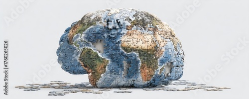 Mental health as global rising concern concept. A creative earth-inspired puzzle highlighting environmental themes.