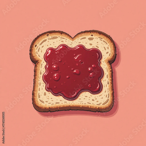 Illustration of bread with strawberry jam 