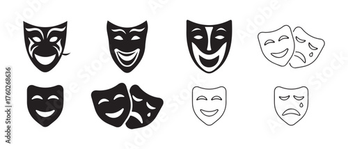 Carnival and Masquerade Party Mask Icons Set