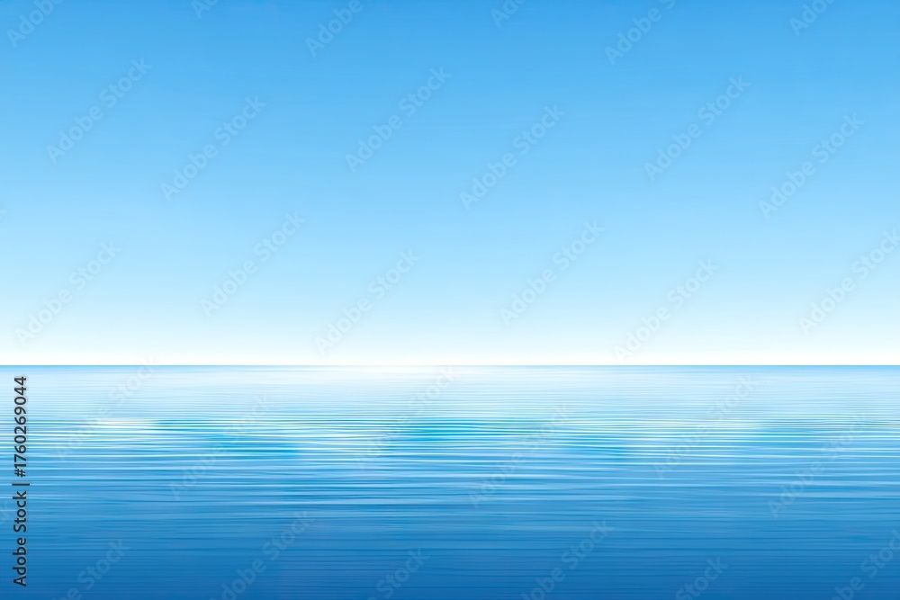 Obraz premium Soft-focus view of a serene blue ocean meeting a clear sky