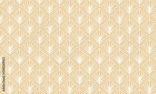 Elegant seamless Art Deco pattern with luxury geometric fan motifs in gold