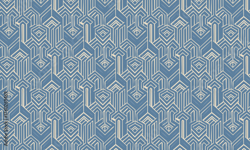 Intricate seamless geometric pattern in a complex Art Deco style