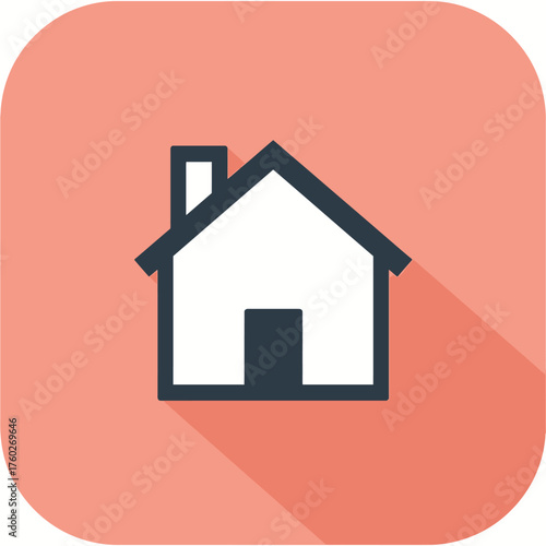 Simple Home Icon on Salmon Background Minimalist Design for Web and App Navigation